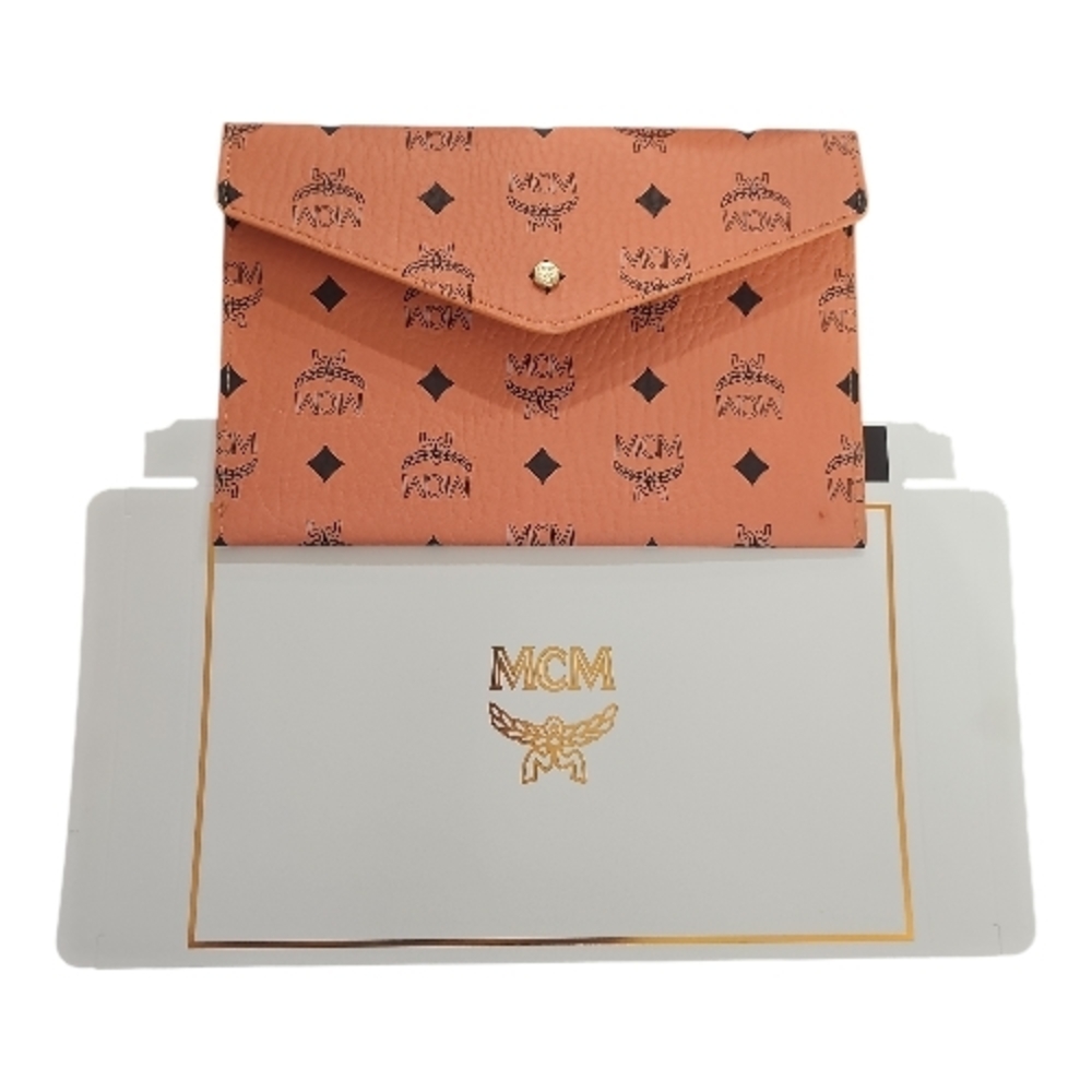 MCM Cognac Envelope Monogram Clutch New With Box Gift Set - Picture 2 of 7